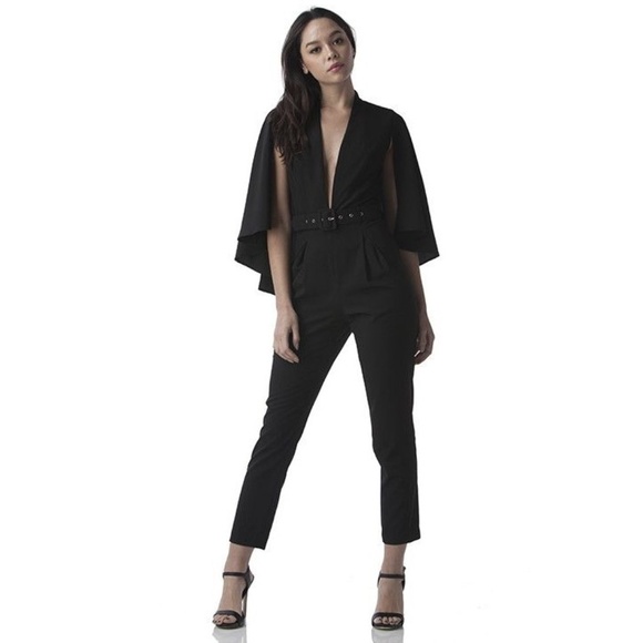 black pantsuit with cape